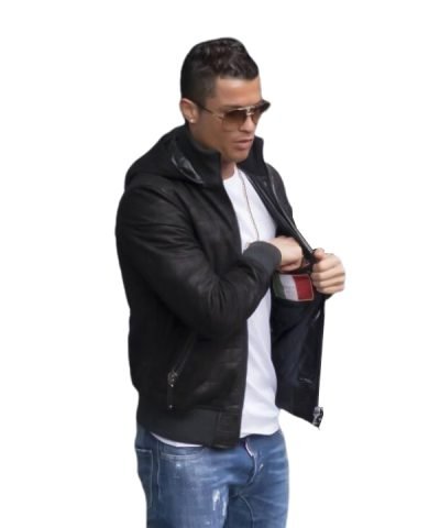 Cristiano Ronaldo Black Leather Jacket