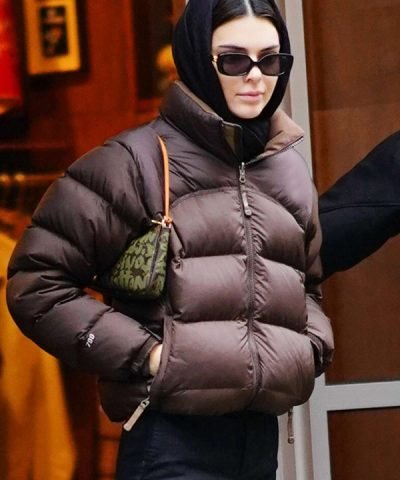 Kim Kardashian Brown Puffer Jacket