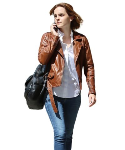 Emma Watson Brown Leather Jacket