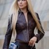 Julia Fox New York Fashion Brown Leather Jacket