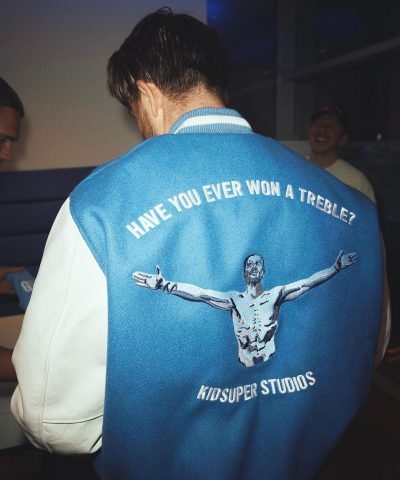 Jack Grealish Light Blue White Leather Sleeves Varsity Jacket