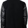 Baseball Style Black Wool Leather Varsity Bomber Jacket