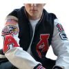 Men's Eagle Black And White Football Varsity Jacket