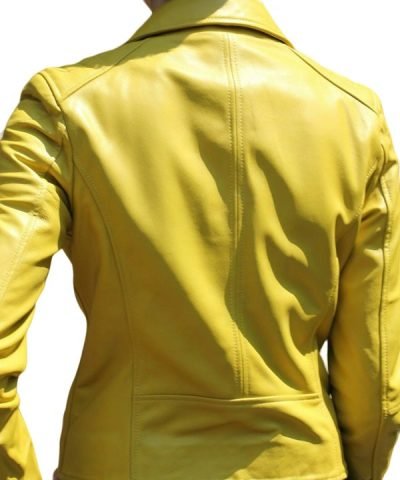 Women's Casual Biker Yellow Leather Jacket