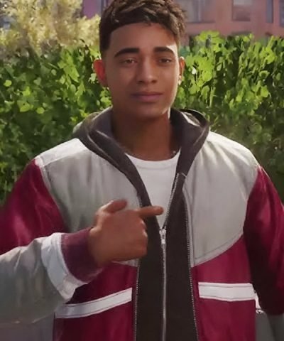 Miles Morales Maroon and Grey Jacket