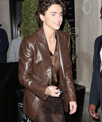 Actor Timothée Chalamet Leather Blazer