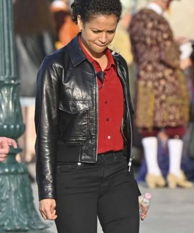 Abby Lift 2024 Gugu Mbatha-Raw Black Bomber Leather Jacket