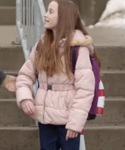 Ava Weiss My Christmas Guide 2023 Annie Pink Hooded Puffer Jacket