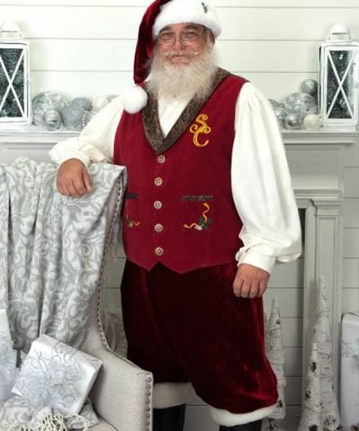 Santa Claus SC Christmas Red Suede Vest