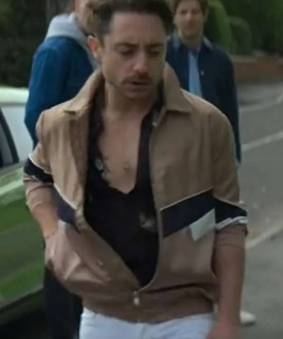 Brassic 2023 Ryan Sampson Beige Bomber Jacket