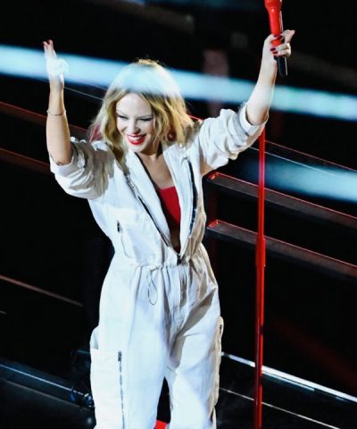 Kylie Minogue F1 Grand Prix White Jumpsuit