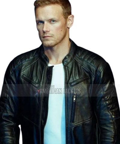 The Couple Next Door 2023 Sam Heughan Black Quilted Jacket