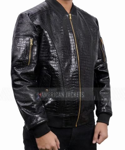 John Legend Black Leather Bomber Jacket