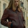 Blood Coast 2023 Jeanne Goursaud Maroon Shearling Leather Jacket