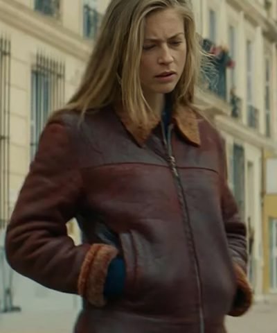 Blood Coast 2023 Jeanne Goursaud Maroon Shearling Leather Jacket