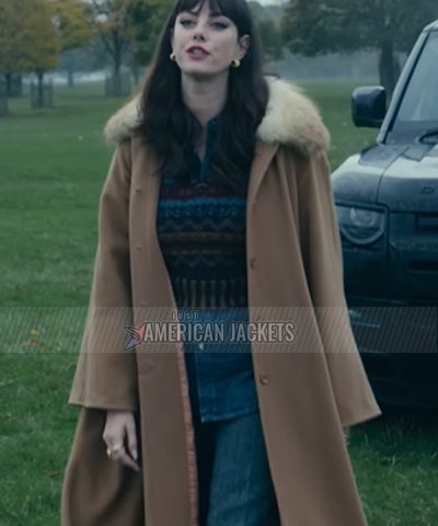 The Gentlemen Kaya Scodelario Brown Shearling Trench Coat