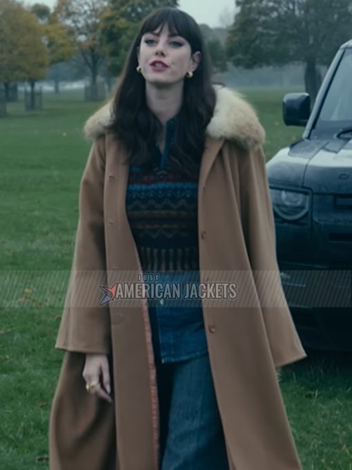 The Gentlemen Kaya Scodelario Brown Shearling Trench Coat