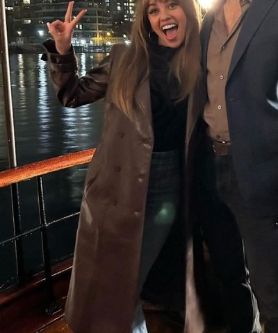 Wild Cards S01 Vanessa Morgan Brown Leather Trench Coat