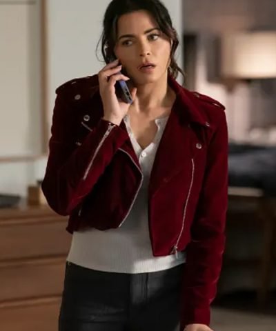 Jenna Dewan The Rookie S06 Maroon Cropped Velvet Jacket