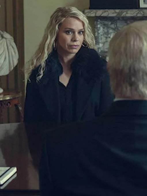 Scoop Billie Piper Black Shearling Coat