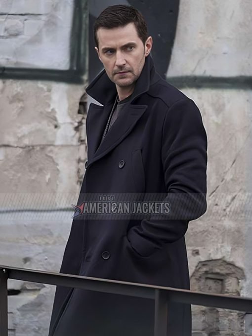 Richard Armitage Berlin Station Daniel Miller Black Wool Coat