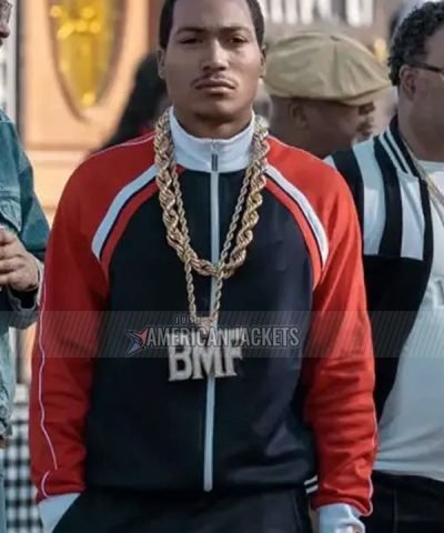 Black Mafia Family S02 Demetrius Flenory Jr. Black and Orange Track Jacket