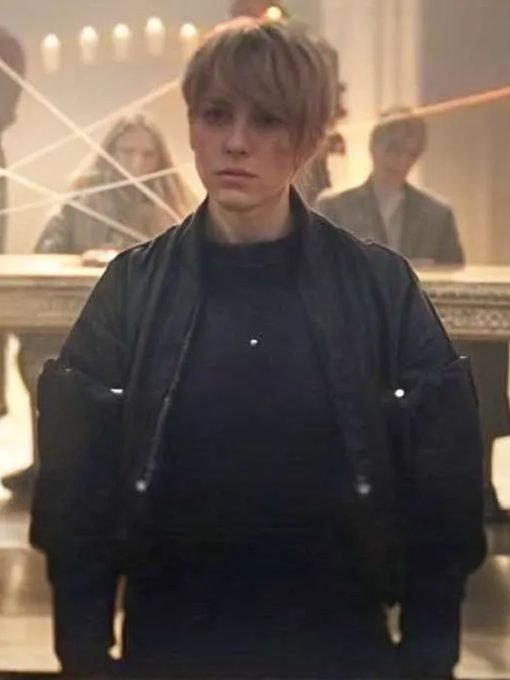 TV Series Furies Marina Foïs Black Bomber Cropped Jacket