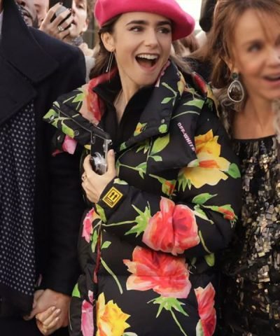 TV Series Emily in Paris Emily Cooper Floral Puffer Jacket