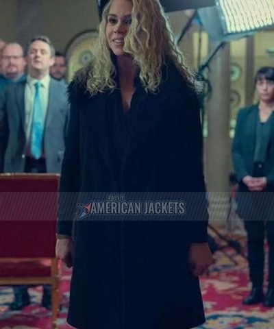 Billie Piper Scoop 2024 McAlister Black Wool Trench Coat