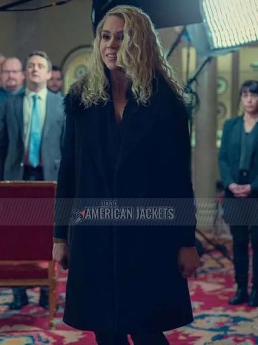 Billie Piper Scoop 2024 McAlister Black Wool Trench Coat