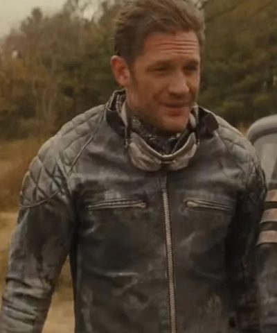 Tom Hardy The Bikeriders Black Quilted Leather Jacket