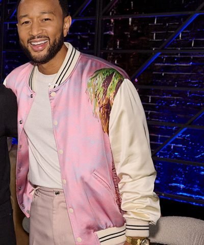 John Legend The Voice S25 Pink Printed Bomber Jacket