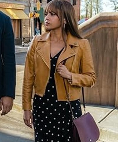 Wild Cards 2024 Vanessa Morgan Brown Biker Leather Jacket