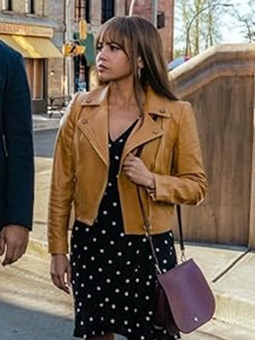 Wild Cards 2024 Vanessa Morgan Brown Biker Leather Jacket