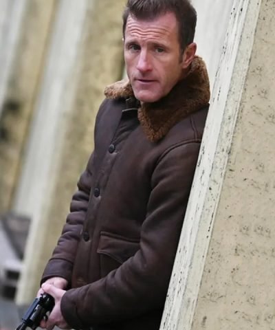 Scott Caan Alert Missing Persons Unit 2024 Jason Grant Brown Shearling Leather Jacket