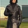 Gary Johnson Hit Man Movie 2024 Glen Powell Black Shearling Leather Coat