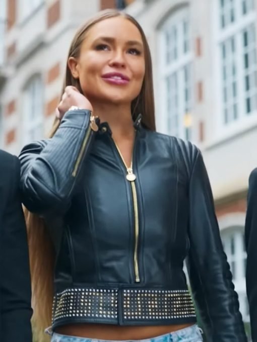 Buying London TV Series 2024 Juliana Ardenius Black Leather Jacket