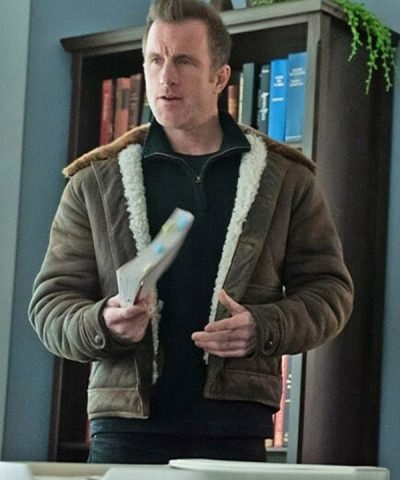 Scott Caan Aler Missing Persons Unit Brown Shearling Leather Jacket