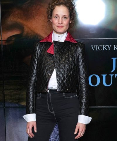 The Dead Don't Hurt Movie Premier Vicky Krieps Black Jacket