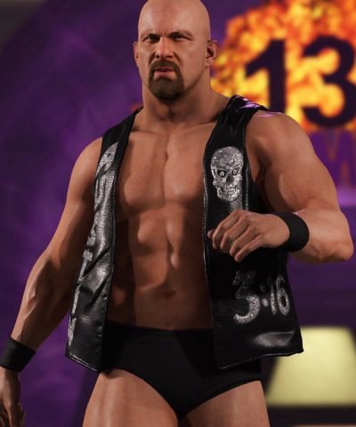 Steve Austin WWE 2K24 Black Leather Vest