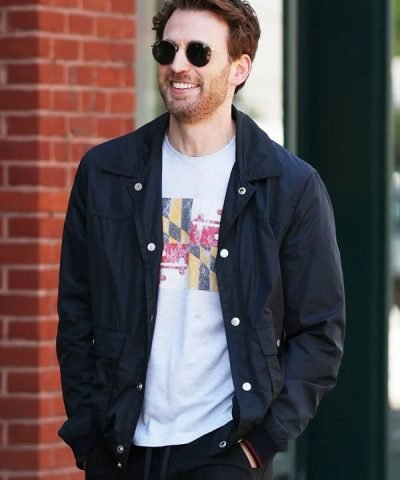 Movie Materialists 2024 Chris Evans Blue Jacket