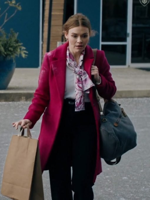 Maddie Tipline Mysteries Dial 1 For Murder 2024 Holland Roden Red Wool Coat