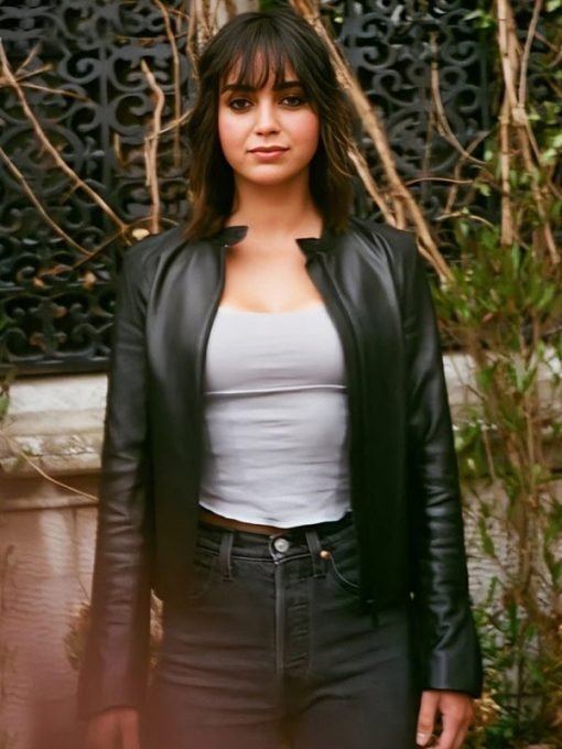 Joey Movie Abigail 2024 Melissa Barrera Black Leather Jacket