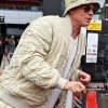 Movie F1 2025 Brad Pitt Off White Quilted Bomber Jacket