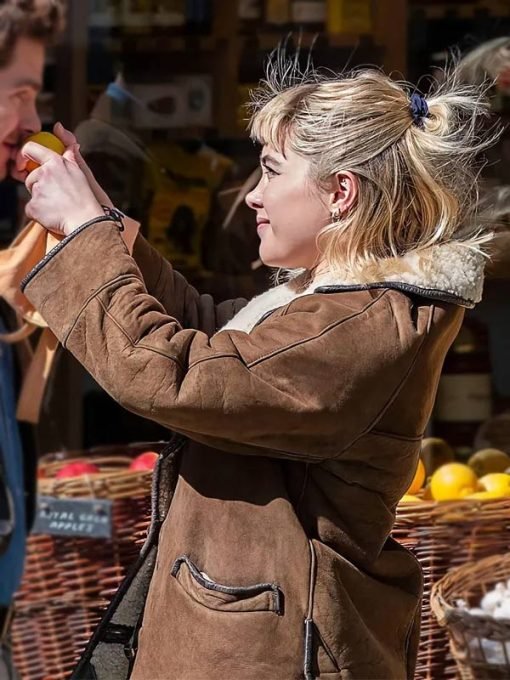 Florence Pugh We Live in Time 2025 Brown Jacket