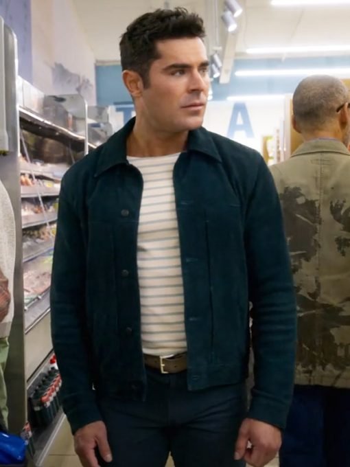 Movie A Family Affair 2024 Zac Efron Black Suede Leather Jacket