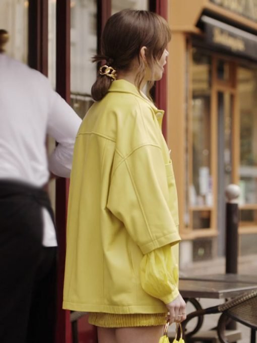 Emily Cooper Emily In Paris S04 Yellow Leather Jacket