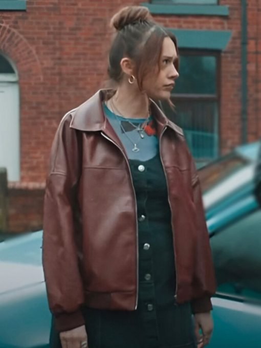 Daddy Issues TV Series 2024 Gemma Bomber Brown Leather Jacket