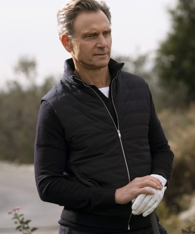 TV Series Hacks 2024 Tony Goldwyn Black Quilted Vest