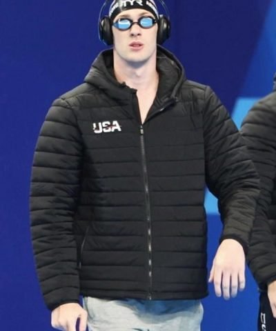 Jack Alexy Paris Olympic 2024 Team USA Black Puffer Hooded Jacket